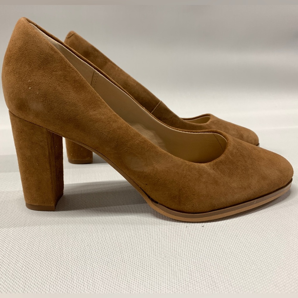 Clarks suede leather chunky heels shoes Kaylin sz 7.5 New nubuck